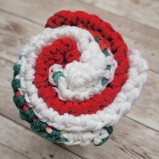 Set of 3 Holiday Cotton Washcloth - Red, White & Green Cotton Washcloth