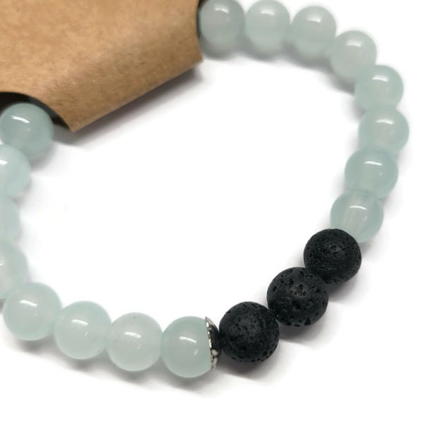 Lava Stone Aromatherapy Bracelet with Glass Beads - Multiple Colors