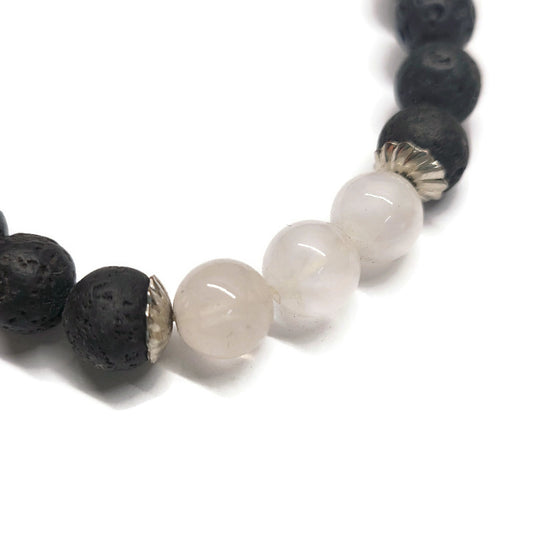 Lava Stone Aromatherapy Bracelet with Rose Quartz