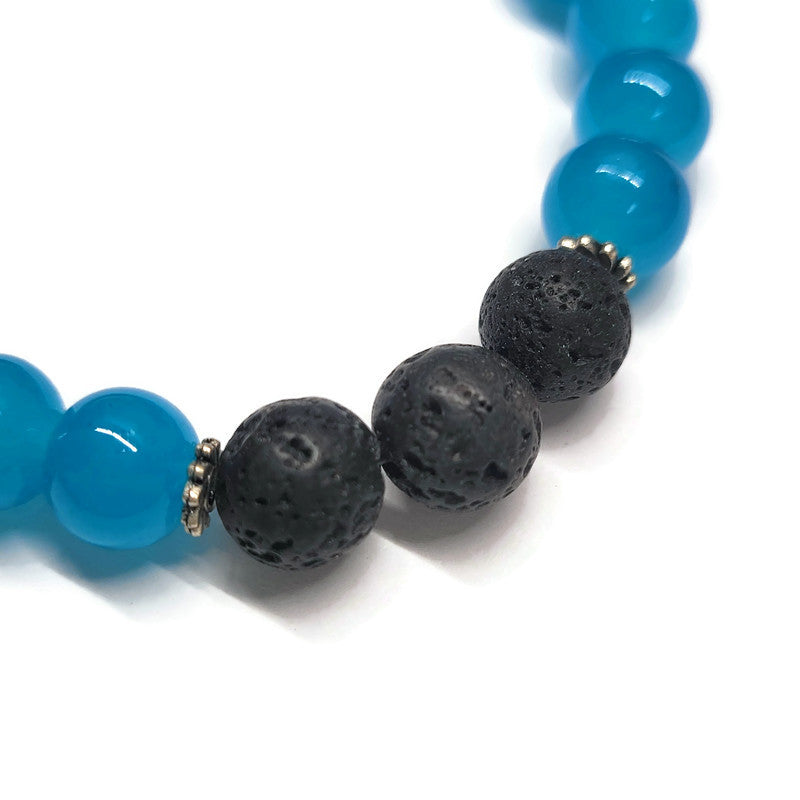 Lava Stone Aromatherapy Bracelet with Glass Beads - Multiple Colors