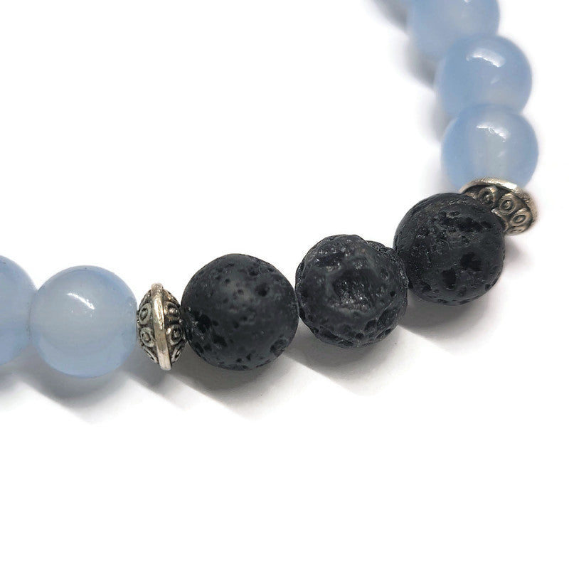 Lava Stone Aromatherapy Bracelet with Glass Beads - Multiple Colors